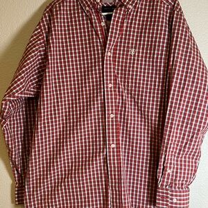 Ariat Pro Series Shirt Mens Medium  M Red Plaid Long Sleeve Button Down Western